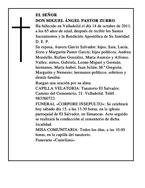 Don Miguel Ángel Pastor Zurro