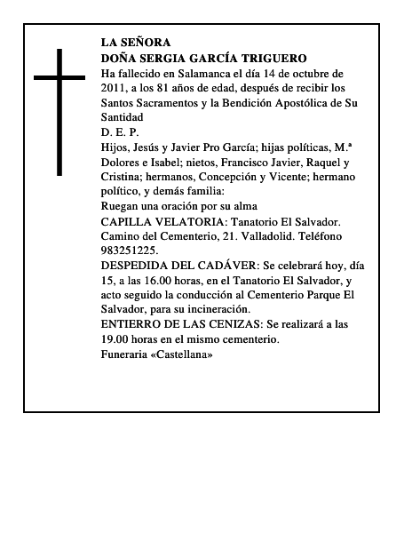 Doña Sergia García Triguero