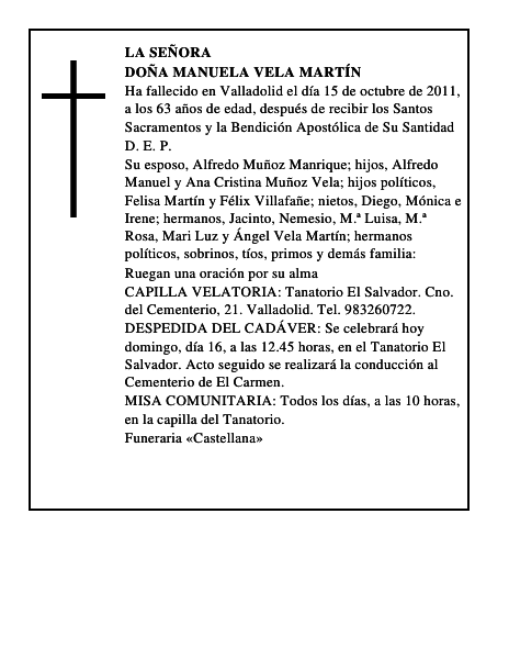 Doña Manuela Vela Martín
