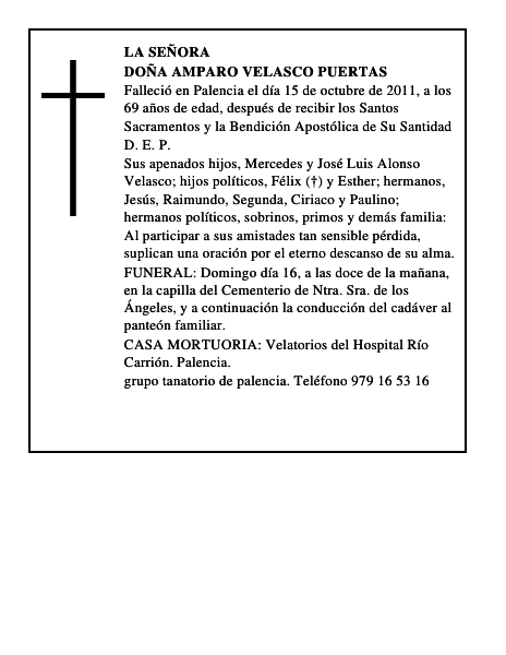 Doña Amparo Velasco Puertas