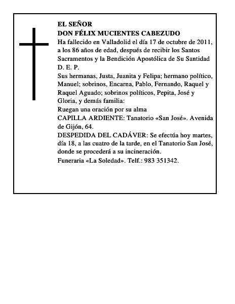 Don Félix Mucientes Cabezudo