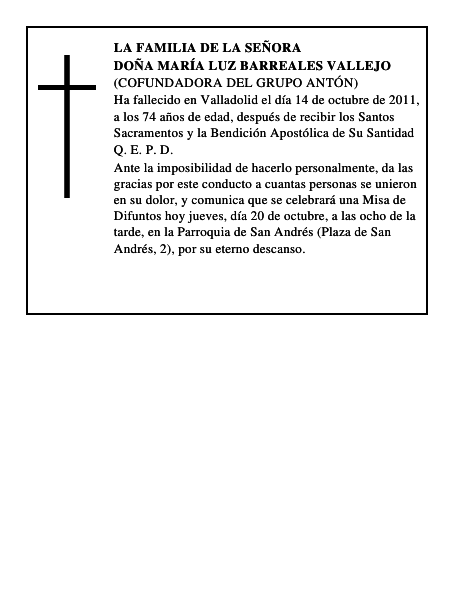 Doña María Luz Barreales Vallejo
