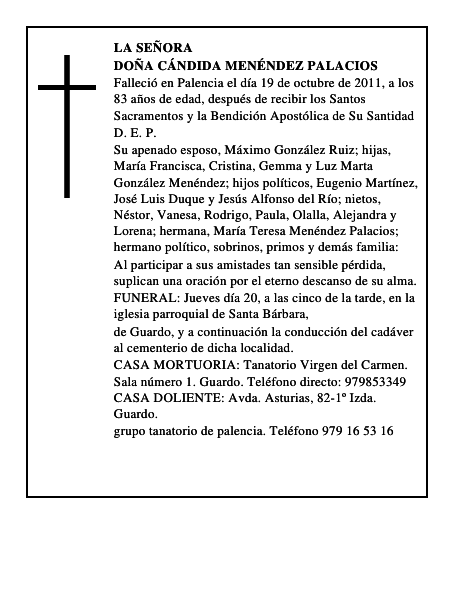 Doña Cándida Menéndez Palacios