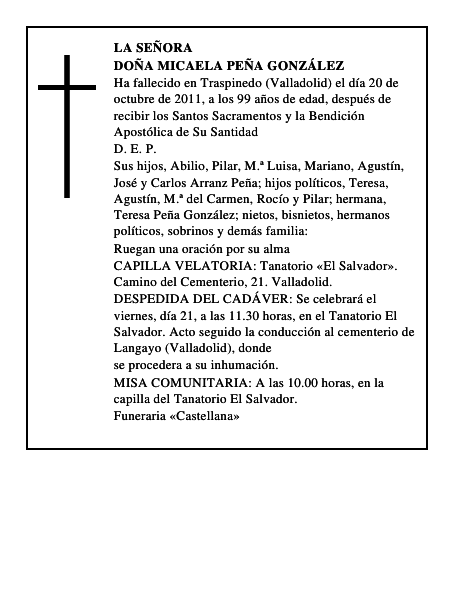 Doña Micaela Peña González