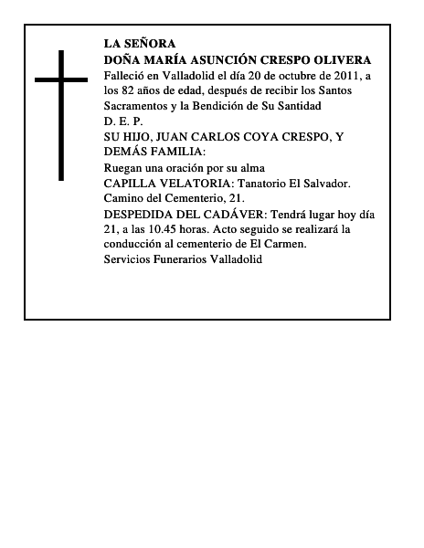 Doña María Asunción Crespo Olivera