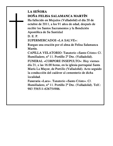 Doña Felisa Salamanca Martín
