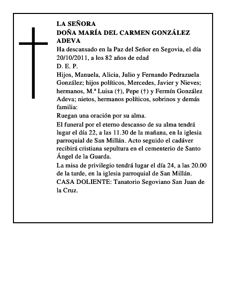 Doña María del Carmen González Adeva