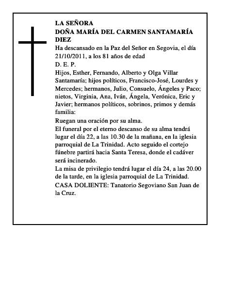Doña María del Carmen Santamaría Diez
