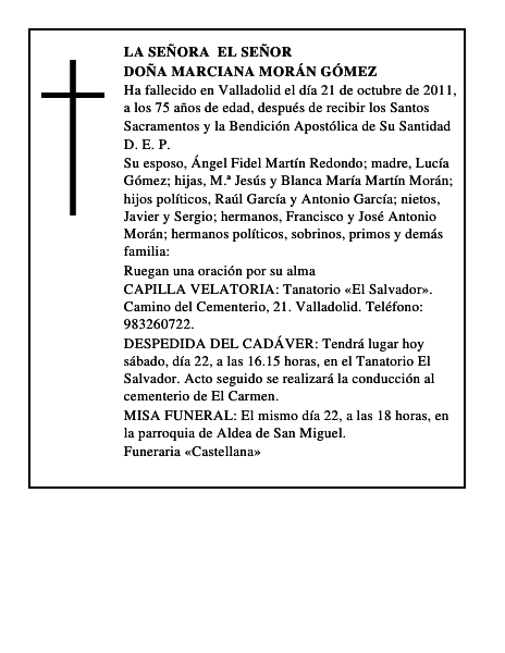 Doña Marciana Morán Gómez