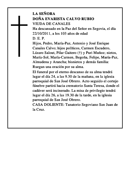 Doña Evarista Calvo Rubio