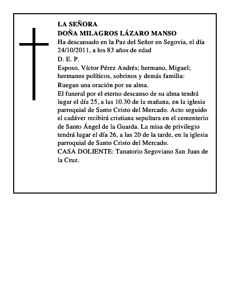 Doña Milagros Lázaro Manso