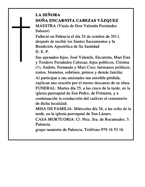 Doña Encarnita Cabezas Vázquez