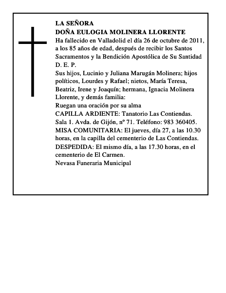 Doña Eulogia Molinera Llorente