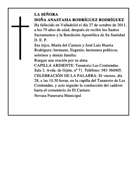 Doña Anastasia Rodríguez Rodríguez