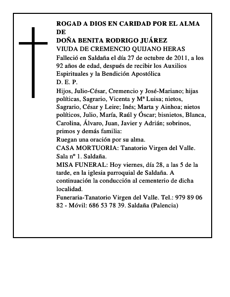 Doña Benita Rodrigo Juárez