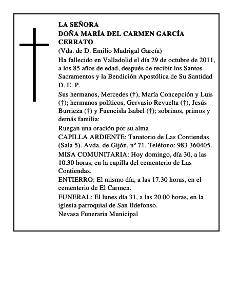 Doña María del Carmen García Cerrato