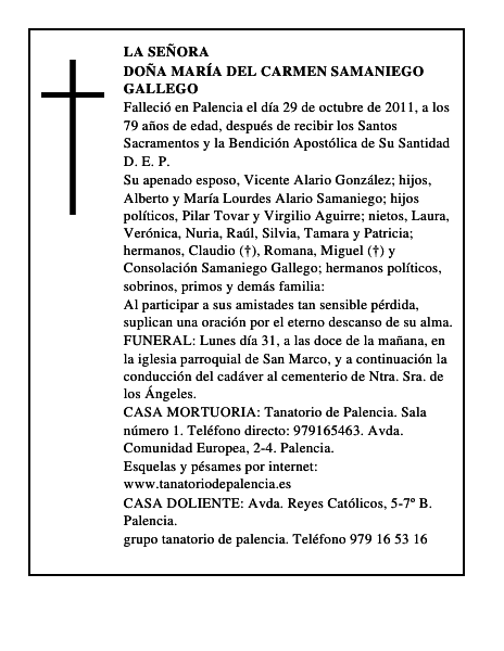Doña María del Carmen Samaniego Gallego