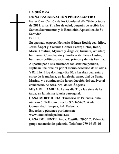 Doña Encarnación Pérez Castro