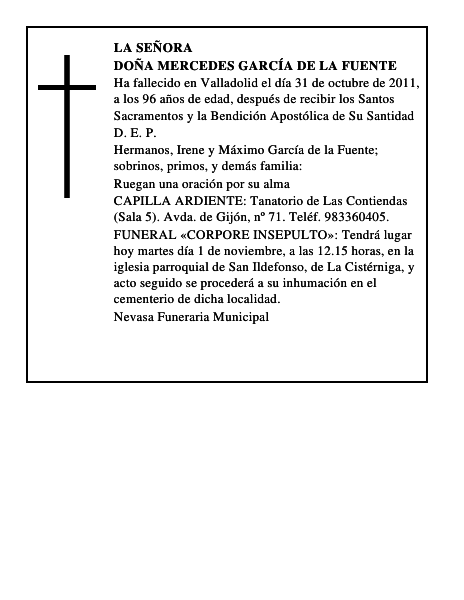 Doña Mercedes García de la Fuente