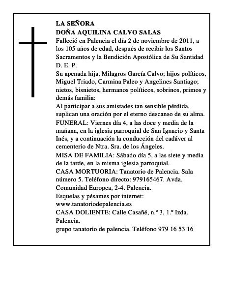 Doña Aquilina Calvo Salas