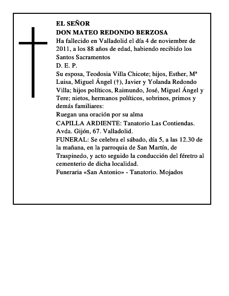 Don Mateo Redondo Berzosa
