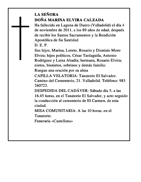Doña Marina Elvira Calzada
