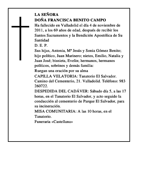 Doña Francisca Benito Campo