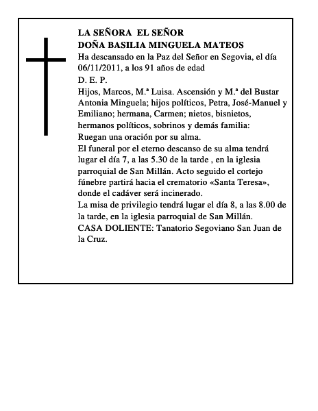 Doña Basilia Minguela Mateos