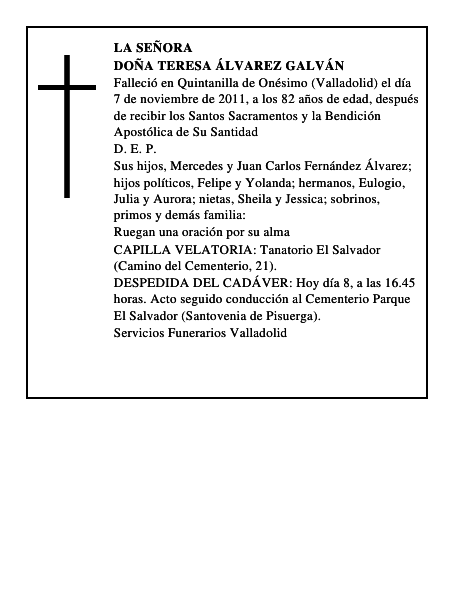Doña Teresa Álvarez Galván