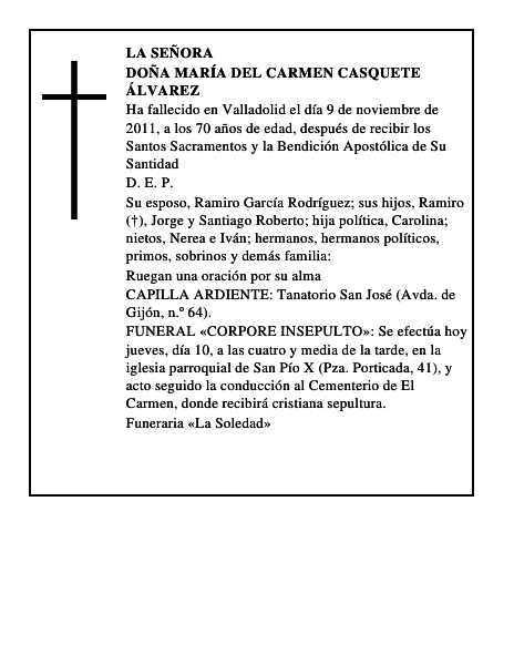 Doña María del Carmen Casquete Álvarez