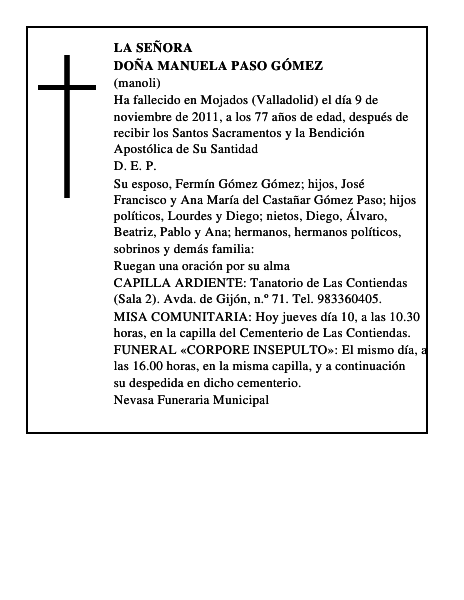 Doña Manuela Paso Gómez