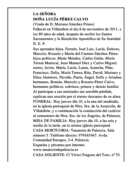 Doña Lucía Pérez Calvo