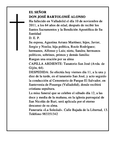 Don José Bartolomé Alonso
