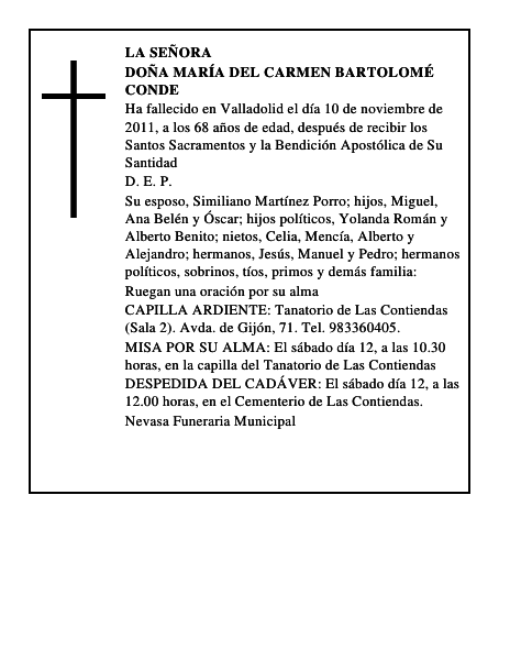 Doña María del Carmen Bartolomé Conde