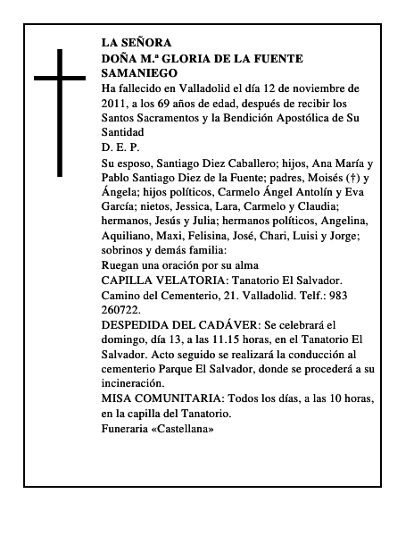 Doña M.ª Gloria de la Fuente Samaniego