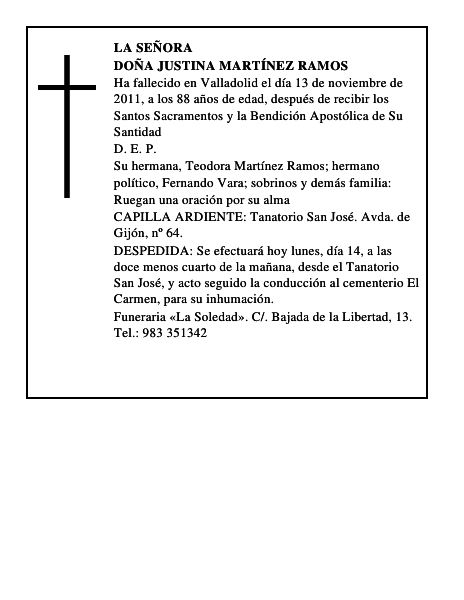 Doña Justina Martínez Ramos