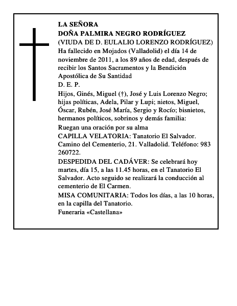 Doña Palmira Negro Rodríguez