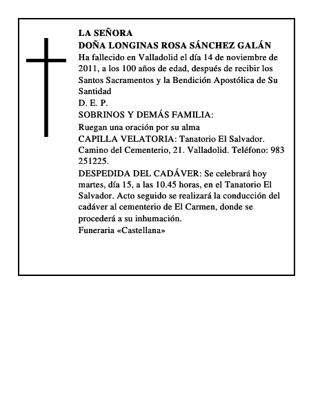 Doña Longinas Rosa Sánchez Galán