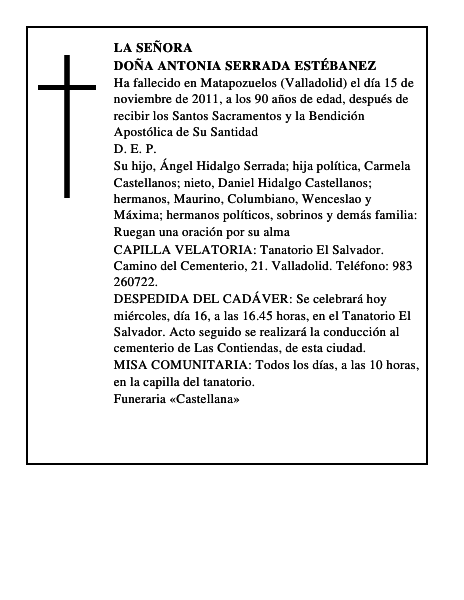 Doña Antonia Serrada Estébanez