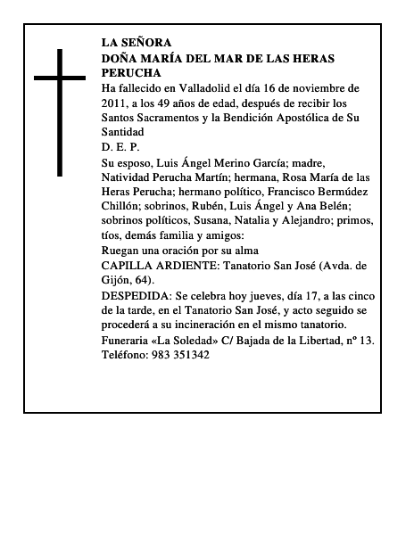Doña María del Mar de las Heras Perucha