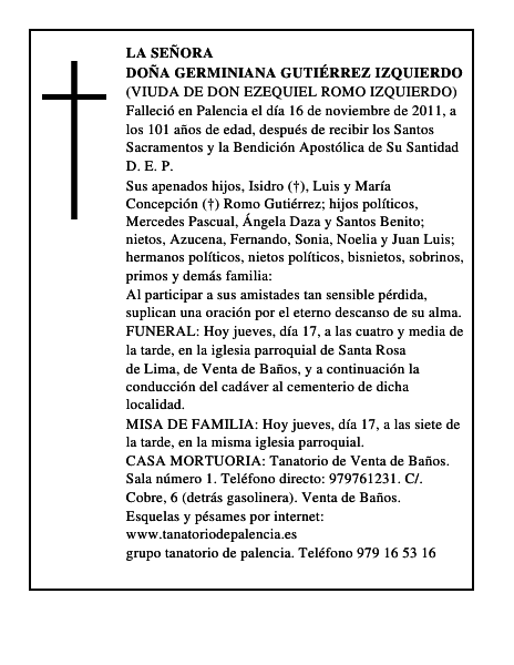 Doña Germiniana Gutiérrez Izquierdo