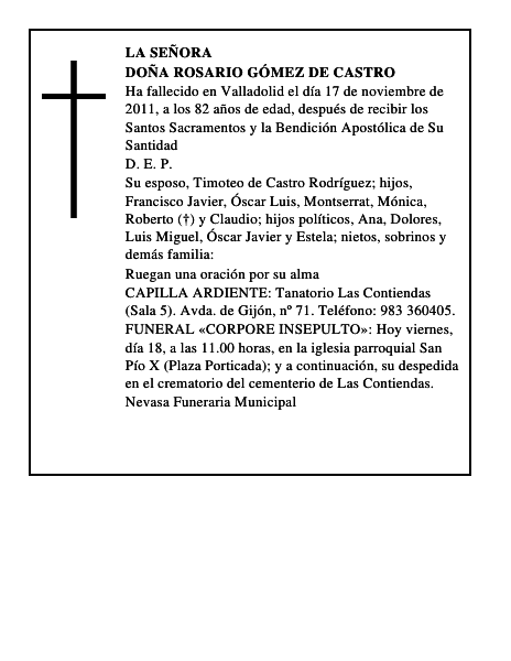 Doña Rosario Gómez de Castro