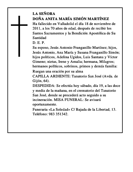 Doña Anita María Simón Martínez