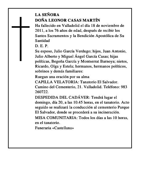 Doña Leonor Casas Martín