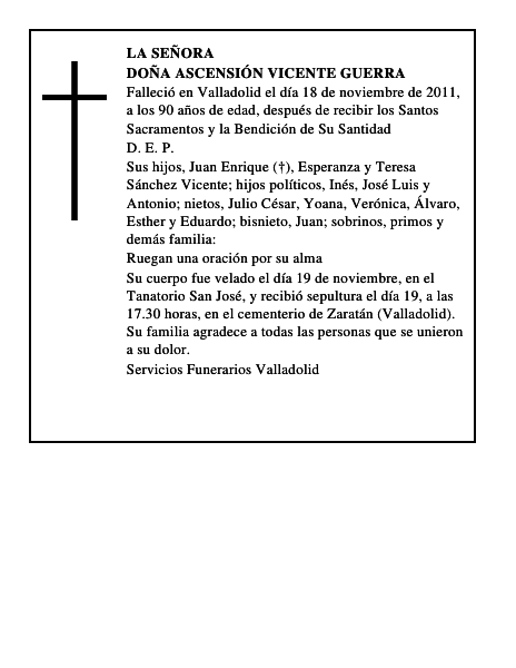 Doña Ascensión Vicente Guerra