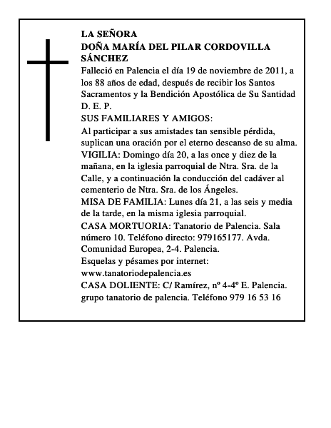 Doña María del Pilar Cordovilla Sánchez