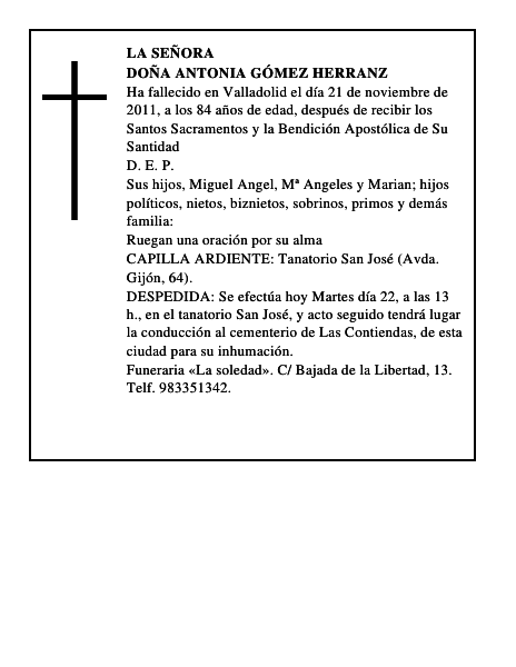 Doña Antonia Gómez Herranz