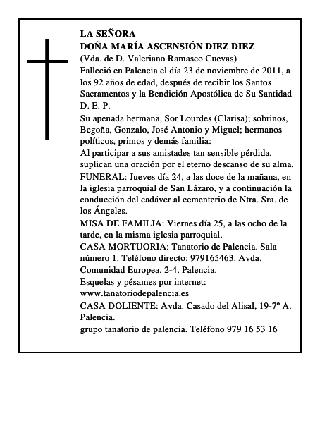 Doña María Ascensión Diez Diez