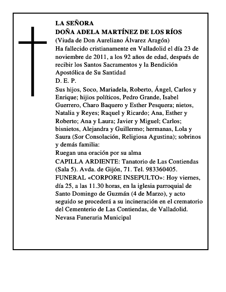 Doña Adela Martínez de los Ríos