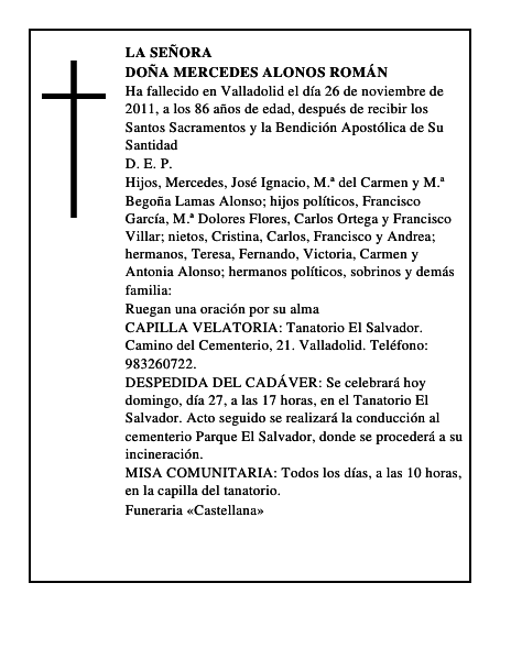 Doña Mercedes Alonos Román